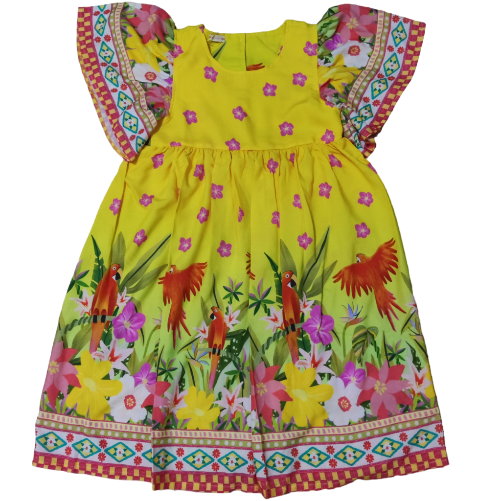 Estampado Colorido Vestido Estampado Colorido Juvenil Floral Viscose – Mundo Encantado