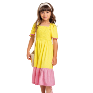Vestido Midi Com Mangas Colorido