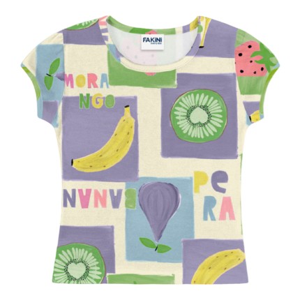 Blusa Cotton Com Manga Estampada Básica