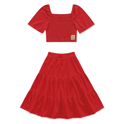 Conjunto Malha Com Saia Midi Infantil