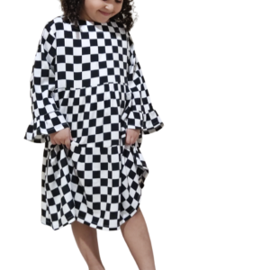 Vestido Xadrez Manga Longa Infantil