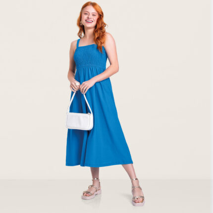 Vestido Midi Malha Juvenil com Lastec