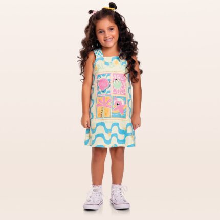 Vestido Estampado com alça larga 02 A 03 anos