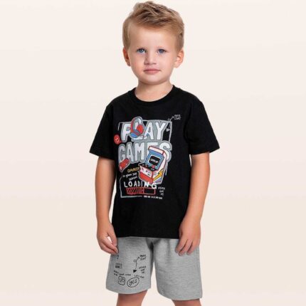 Conjunto Camiseta Com Manga e Bermuda Infantil