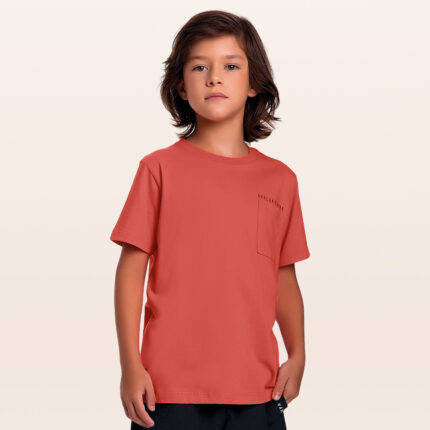 Camiseta com Manga e Bolso Infantil