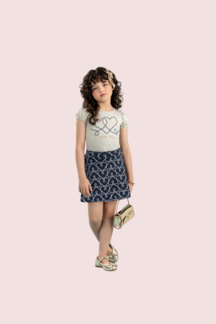 Conjunto Blusa c/Manga e Short Saia