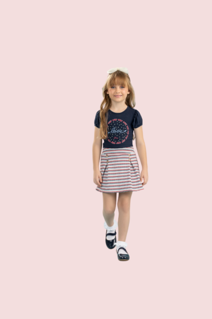 Conjunto com Short Saia Listrada