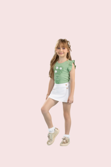 Conjunto Blusa e Short Saia 2 Botões