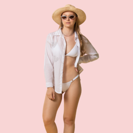 Camisa feminina com Corações e Brilho