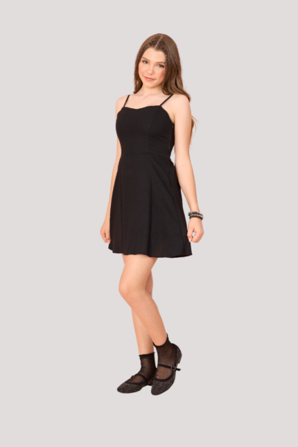 VESTIDO ALFAITARIA ALÇAS COM FIVELA CORAÇÃO JUVENIL