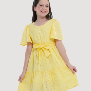 VESTIDO TECIDO LAISE COM MANGA  INFANTIL