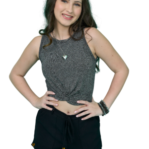 BLUSA MALHA CREPONADA COM AMARRAÇÃO