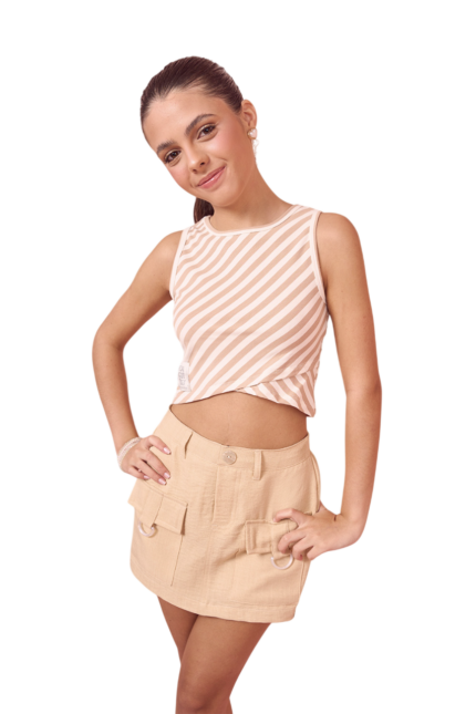 BLUSA CROPPED MALHA LISTRADA