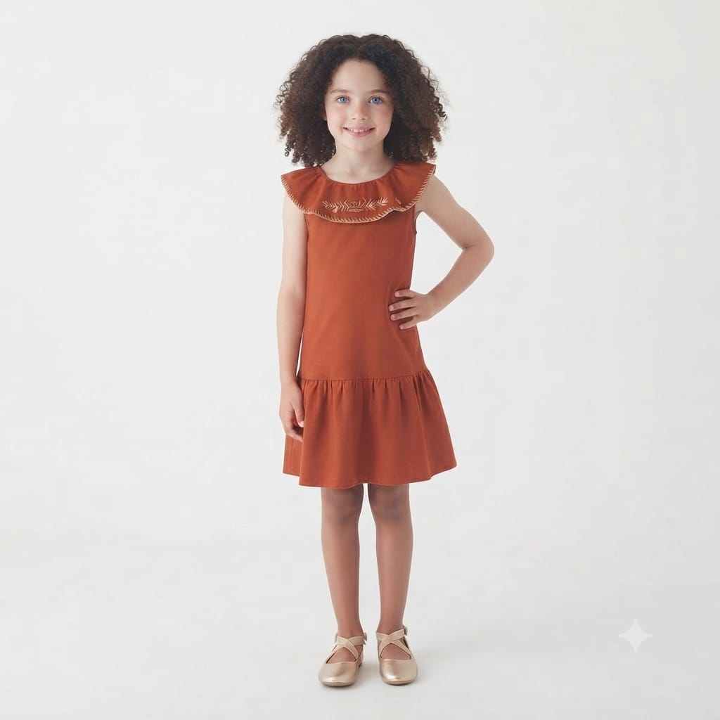 Vestido Com Bordado na Gola Infantil - Imagem 3
